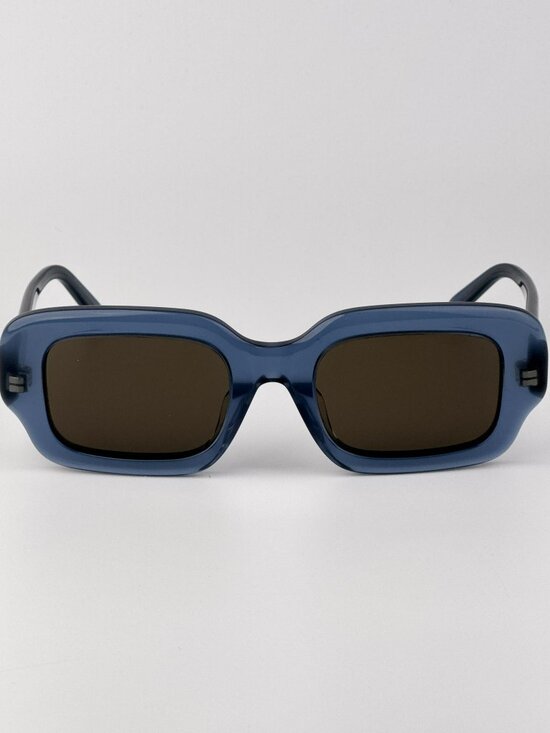 Loewe LW40158F SLIM 84E Rectangle Sunglasses – Shiny Blue / Brown Lenses
